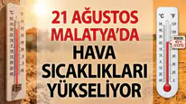 Bugün Malatya’da hava durumu: 21 Ağustos’ta sıcaklık kaç derece olacak?