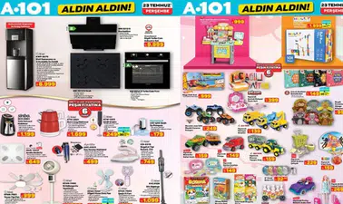 A101 23 TEMMUZ 2026 AKTÜEL ÜRÜNLER KATALOĞU || A101 Aldın Aldın bu hafta hangi ürünler var? Elektrikli araç, çantalı retro pikap, makyaj organizeri, su sebili ve Magly 101 parça parkur oyunu raflarda