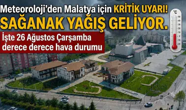 Meteoroloji’den Malatya için sağanak uyarısı: İşte 26 Ağustos’ta 13 ilçenin derece derece hava durumu