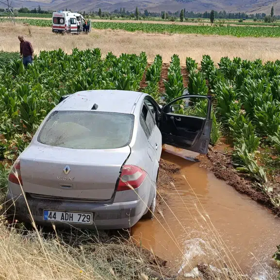Malatya’da Otomobil Tarlaya Devrildi! Kazada 3 Kişi Yaralandı